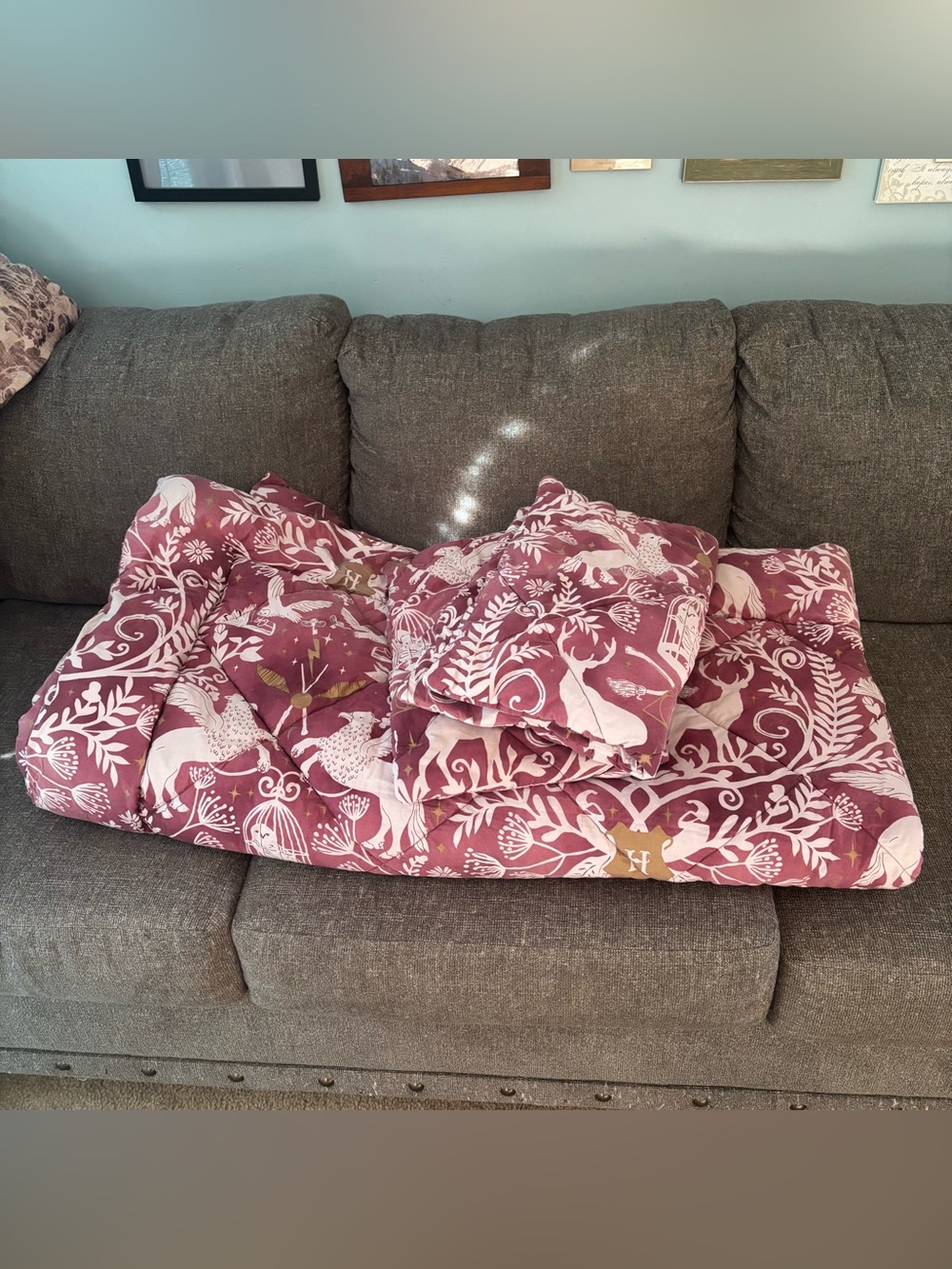 Pottery Barn Teen Harry Potter Patronus Damask Full Queen Comforter & Shams Pink